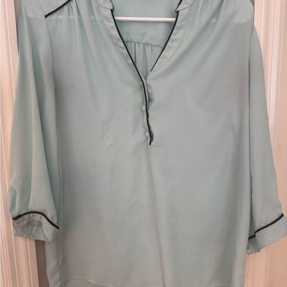 Kim Rogers Green 3/4 Sleeve Relaxed Blouse